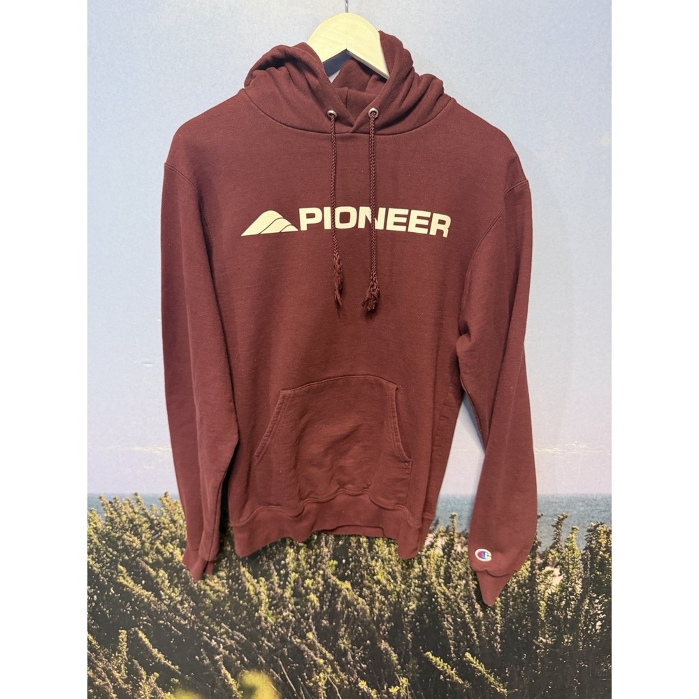 Champion Hoodie Pioneer Electronics Maroon Long Sleeve Button Up Shirt Small